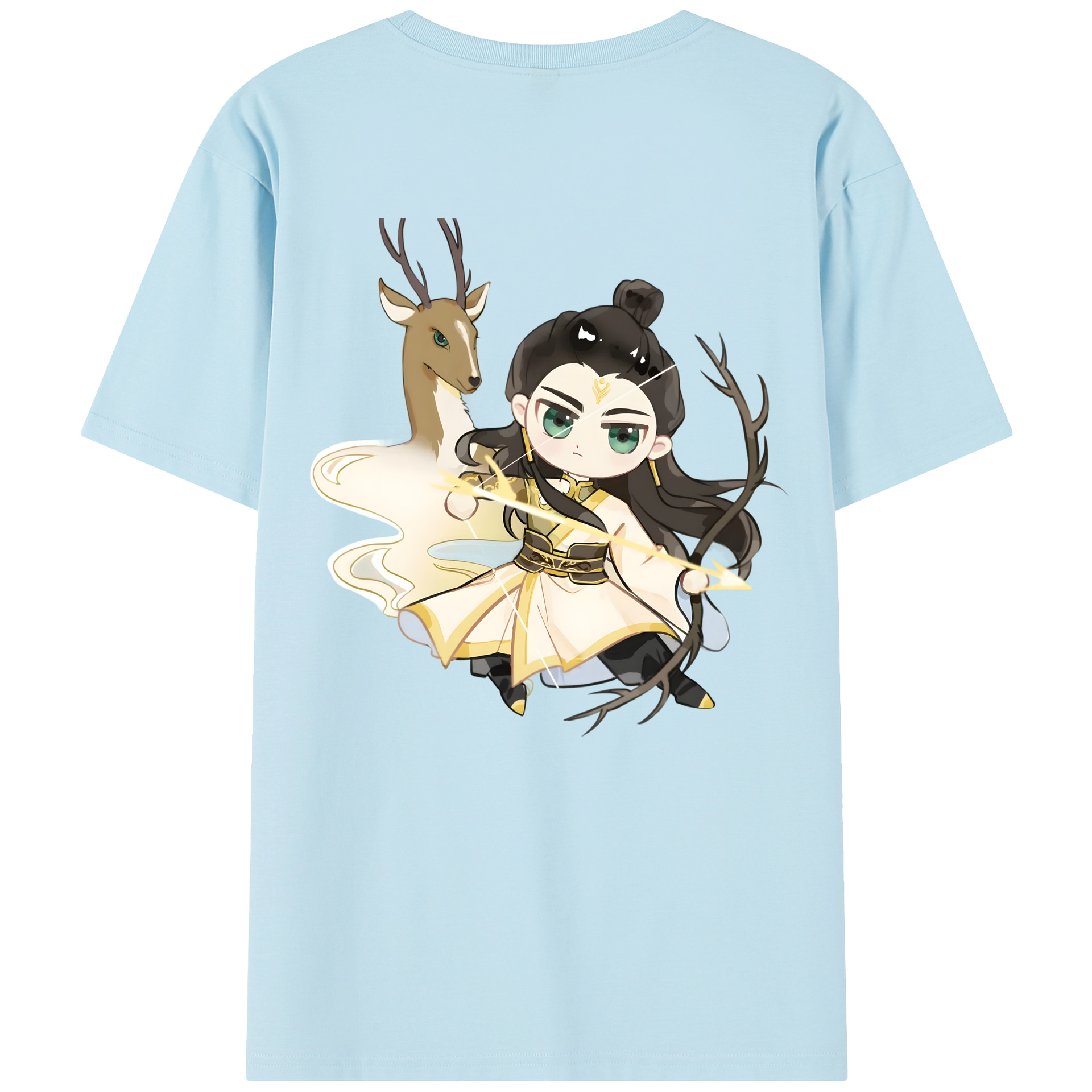 （画像用） Ne Zha 2 ナタ 魔童の大暴れ 綿100％半袖Tシャツ（背面プリント）